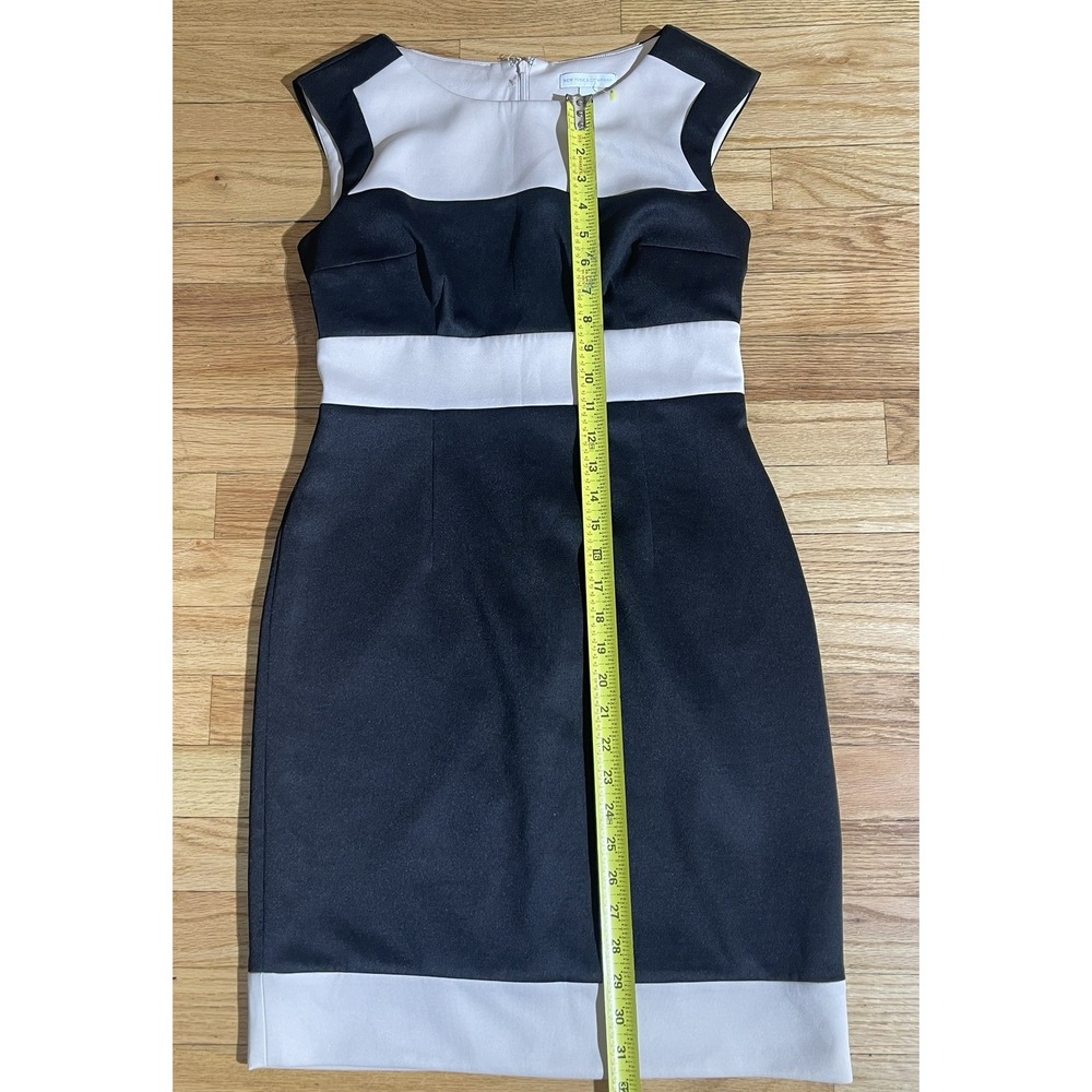 New York & Company Black White Colorblock Sheath Dress Ladies Sleeveless Size S
